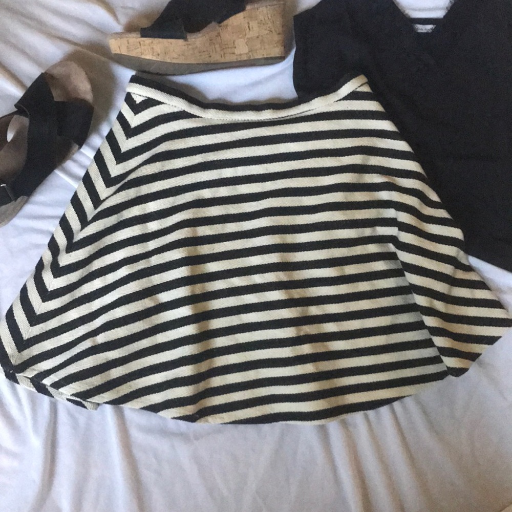 Greylin Preston black striped circle skirt 8